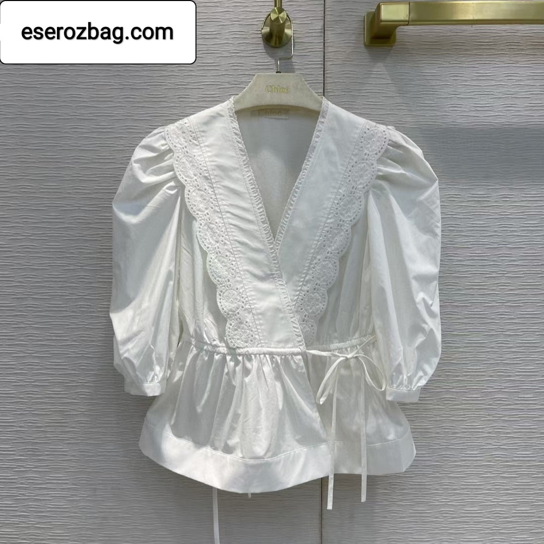 Broderie Anglaise Wrap Blouse