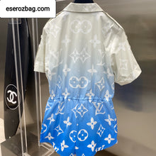 Load image into Gallery viewer, Blue Lagoon Monogram Short-Sleeved Playsuit
