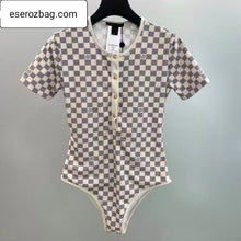 Load image into Gallery viewer, Damier Azur Short-Sleeved Swimsuit
